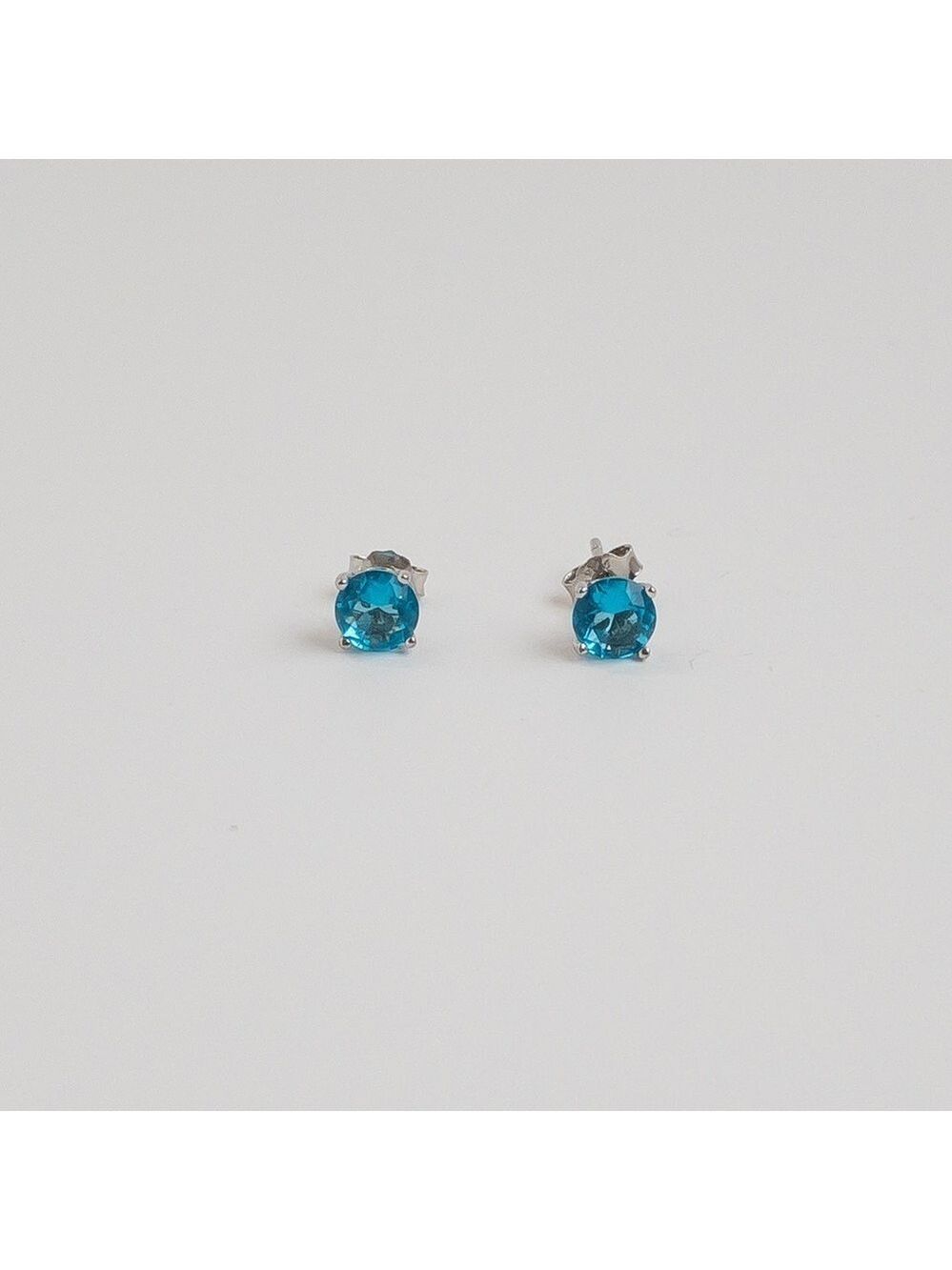Sterling Silver 925 Blue Glass Stud Earrings Dainty Minimalist Jewelry